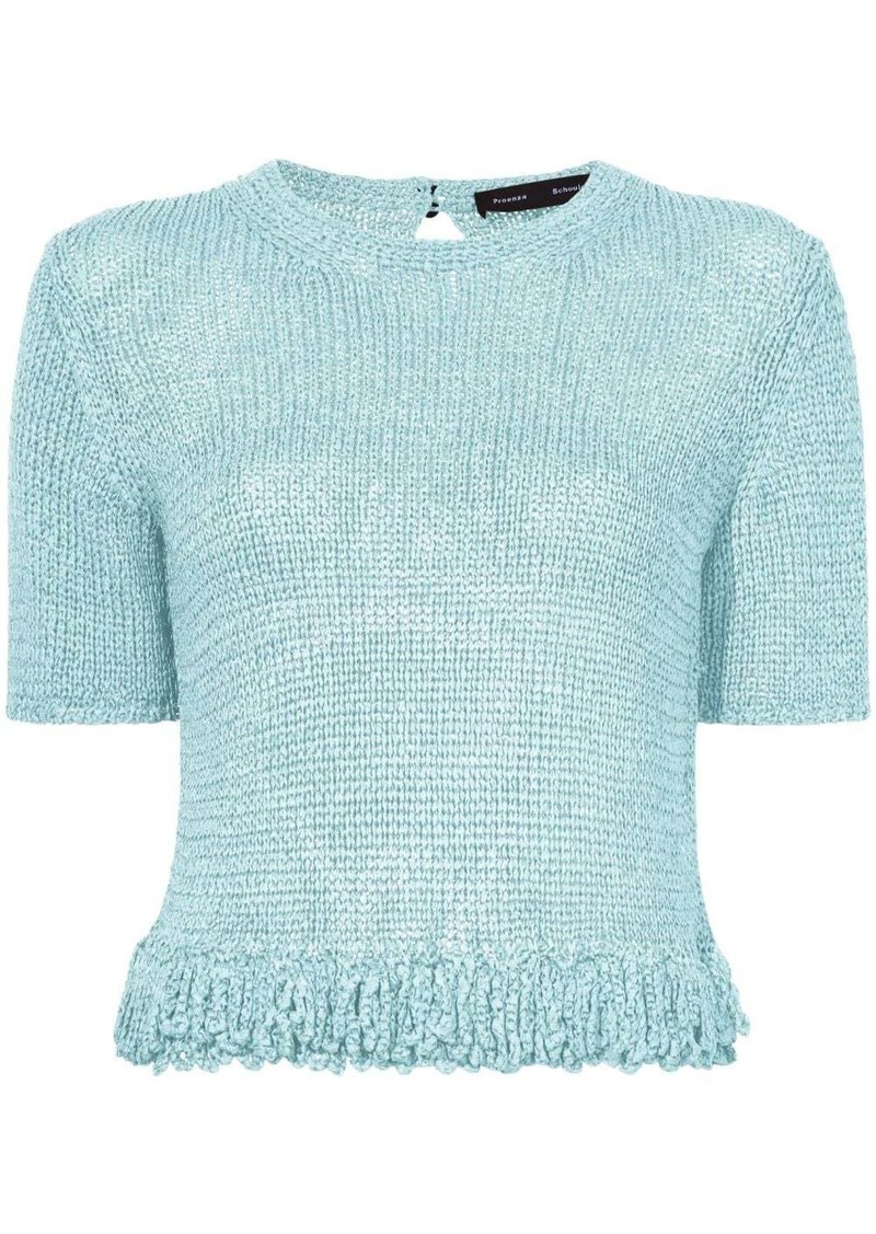 Proenza Schouler ribbon crochet fringe top