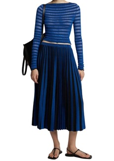 Proenza Schouler Sheer Stripe Knit Skirt In Cerulean