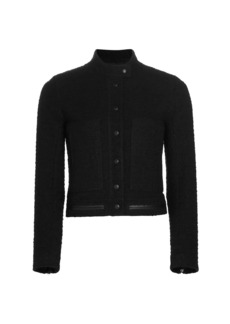 Proenza Schouler Tweed & Leather Crop Jacket