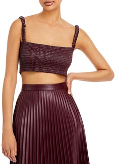 Proenza Schouler Womens Faux Leather Smocked Tank Top