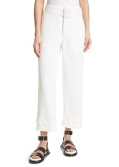 Proenza Schouler White Label High Waist Belted Cuff Rumpled Pique Pants in Off White at Nordstrom