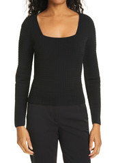 Proenza Schouler White Label Quilted Knit Square Neck Long Sleeve Top in Black at Nordstrom