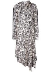 Proenza Schouler Zebra Print Long Sleeve Scarf Dress