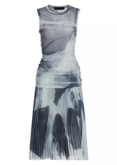 Proenza Schouler Zoe Abstract Pleated Midi-Dress