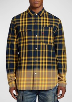Prps Men's Sill Faded Plaid Snap-Front Shirt