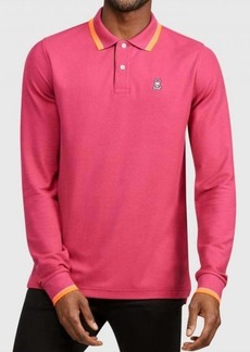Psycho Bunny Long Sleeve Tipped Polo In Cranberry