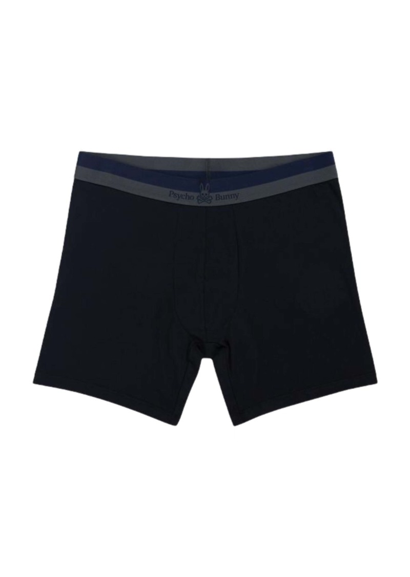 Psycho Bunny Men's Knit Boxer Briefs Underwear Black 2 Pack B6V201ARC-BLK