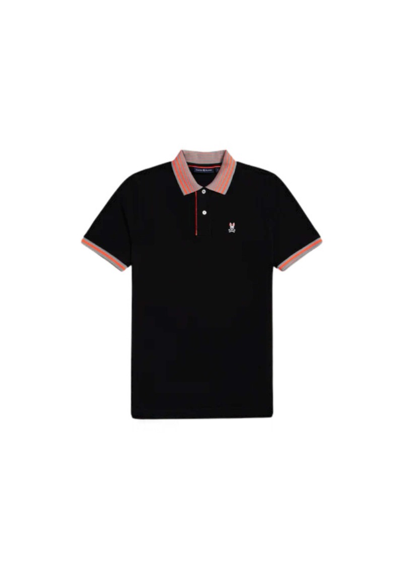 Psycho Bunny Men's Norris Pique Polo Black B6K502Z1PC-BLK