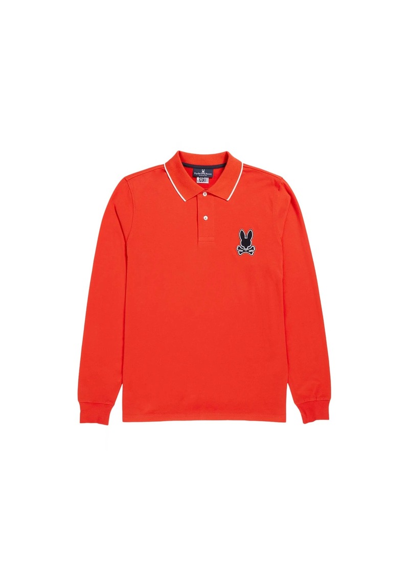 Psycho Bunny Patchin Chenille Bunny L/S Polo Red Men's Shirt B6M892U1PC-RES