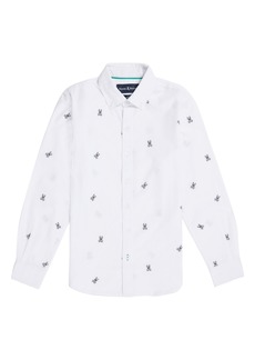 Psycho Bunny Seneca Knit Button-Down Shirt in White at Nordstrom Rack