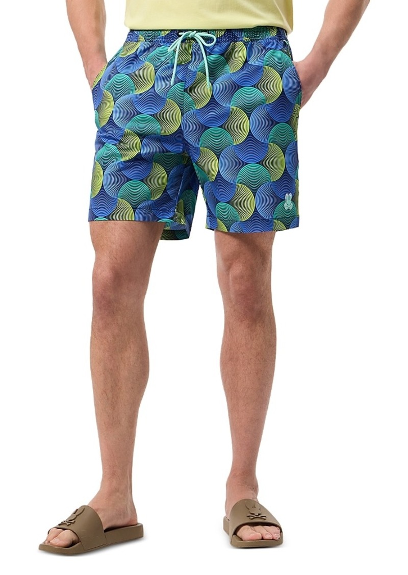 Psycho Bunny Stafford Stretch Geometric Regular Fit 5.75 Swim Trunks