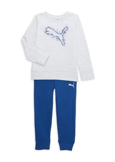 Puma Little Boy's 2-Piece Logo Fleece Sweatshirt & Joggers Set