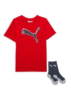 Puma Little Boy's 2-Piece Logo Tee & Socks Set