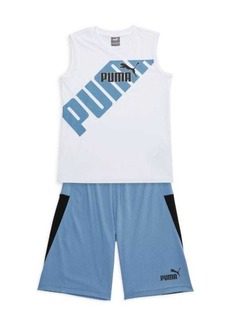 Puma Little Boy's 2-Piece Logo Vest & Shorts Set