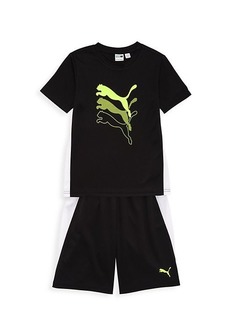 Puma Little Boy's Poly Interlock 2-Piece T-Shirt & Shorts Set