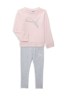 Puma Little Girl&#8217;s 2-Piece Glitter Logo Sweatshirt & Leggings Set