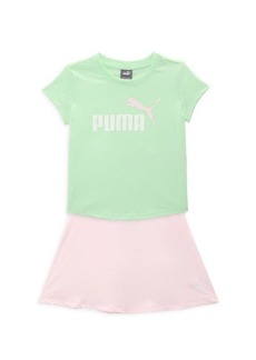 Puma Little Girl's 2-Piece Logo Active Tee & Active Skirt Set