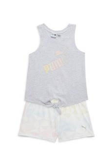 Puma Little Girl's 2-Piece Tie Tank & Shorts Set