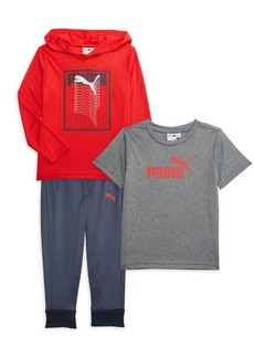 Puma Little Girl's 3-Piece Logo Hoodie, Tee & Joggers Set