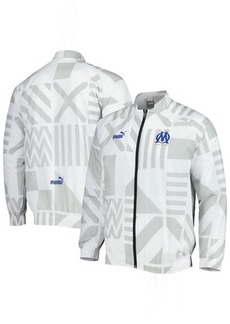 Men's Puma White Olympique Marseille Pre-Match Raglan Full-Zip Training Jacket at Nordstrom