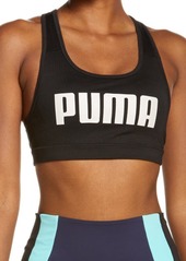 PUMA 4Keeps Mesh Back Medium Impact Sports Bra in Puma Black at Nordstrom