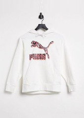 Puma animal print logo hoodie in white
