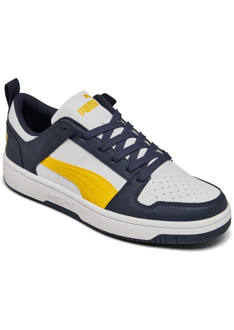 Puma Big Kids' Rebound LayUp Low Casual Sneakers from Finish Line - Navy, Yellow