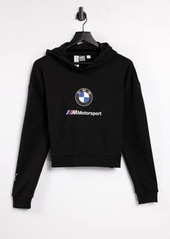 Puma BMW cropped hoodie in black