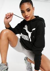 Puma classics logo hoodie in black