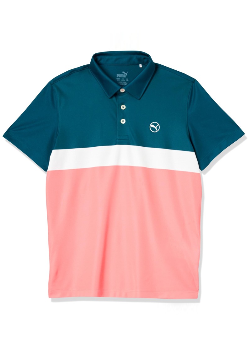 Puma Golf Men's Boys Colorblock Polo Melon Punch-Ocean Tropic