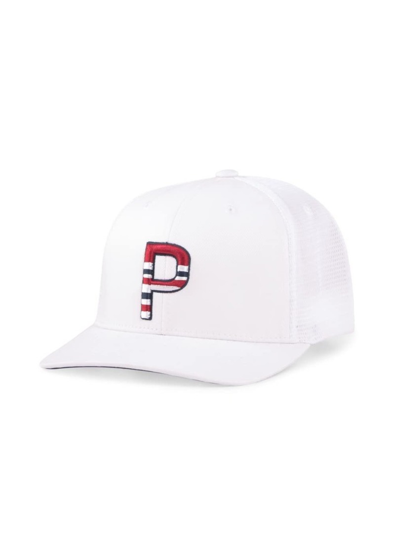 Puma Golf Men's Sundown Trucker P Hat Bright White-Ski Patrol-Navy Blazer