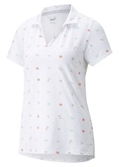 Puma Golf Women's Standard Mattr Galapagos Polo Bright White-Hot Coral