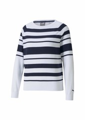 Puma Golf Women's Standard Ribbon Sweater Bright White-Navy Blazer