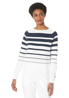 Puma Golf Women's Standard Striped Sweater Navy Blazer-Bright White