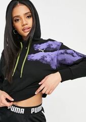 PUMA graphic hoodie in black and purple