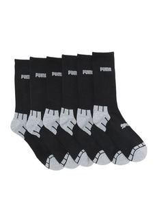 PUMA Half Terry Athletic Crew Socks - Pack of 6 in Black Grey at Nordstrom Rack