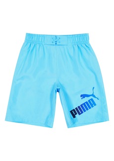 PUMA Kids' Cat Gradient Logo Swim Trunks in Blue /Aqua at Nordstrom Rack