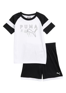 PUMA Kids' Performance Graphic T-Shirt & Shorts Set in Black at Nordstrom Rack