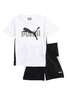 PUMA Kids' Performance Graphic T-Shirt & Shorts Set in White Traditional at Nordstrom Rack