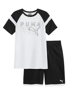 PUMA Kids' Performance T-Shirt & Shorts 2-Piece Set in White Traditional at Nordstrom Rack