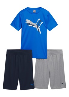 PUMA Kids' Performance T-Shirt & Shorts 3-Piece Set in Blue at Nordstrom Rack