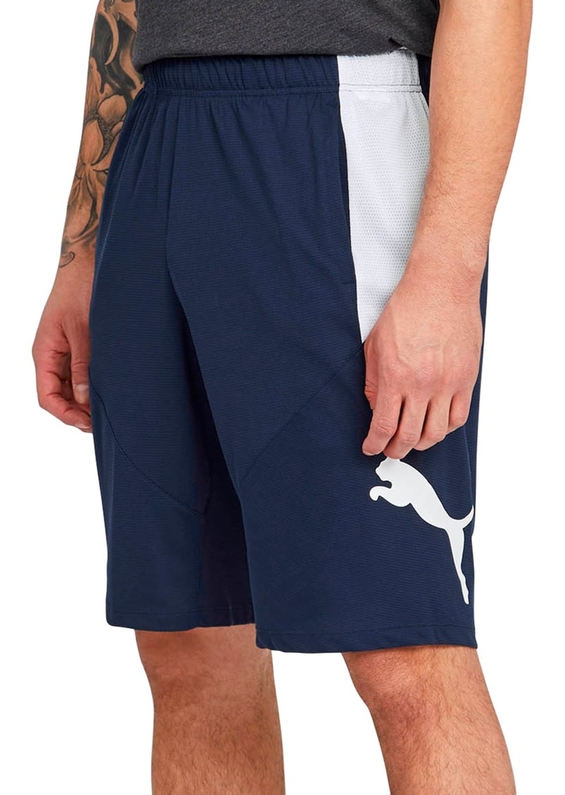 "Puma Men's 10"" Moisture Wicking Training Cat Shorts - Peacoat Navy/Puma White"