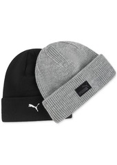 Puma Men's Academy 2-Pk. Ribbed-knit Cuffed Beanies - Black Grey