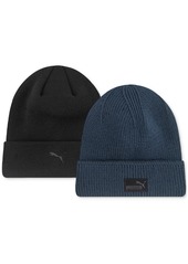 Puma Men's Academy 2-Pk. Ribbed-knit Cuffed Beanies - Black Grey