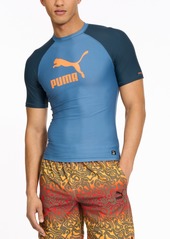 Puma Men's Archive Performance-Fit Short-Sleeve Swim Shirt - Blue/Orange