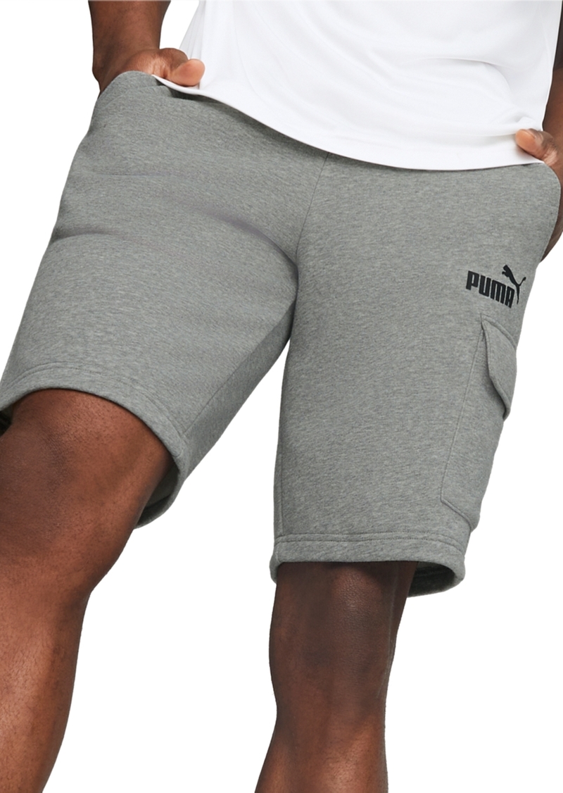 "Puma Men's Cargo French Terry Fleece Logo 10"" Shorts - Medium Gray Heather"