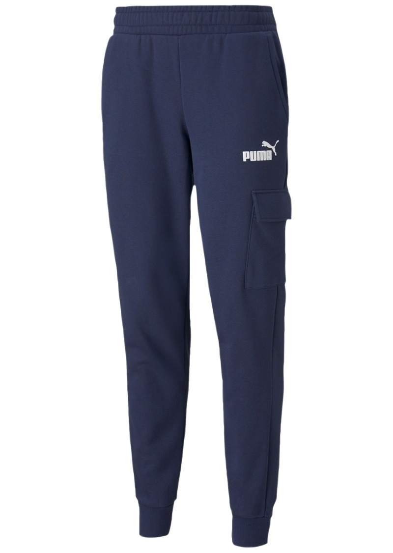 Puma Men's Ess Logo-Print Fleece Cargo Jogger Pants - Peacoat