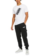 Puma Men's Ess Logo-Print Fleece Cargo Jogger Pants - Peacoat