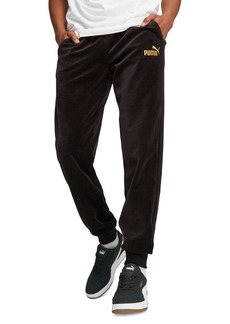 Puma Men's Ess+ Minimal Gold Velour Track Pants - Puma Black