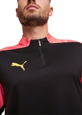 Puma Men's IndividualFINAL Long Sleeve Quarter-Zip Logo Jersey - Puma Black-sunset Glow